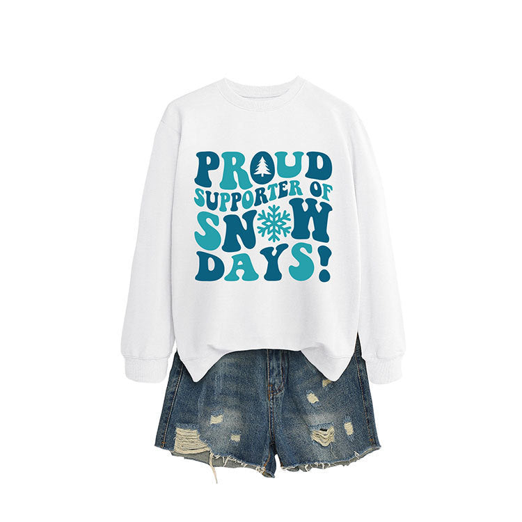 Damen Sweatshirt Kreativer Aufdruck Lässiger Schnitt Grau Eveloria