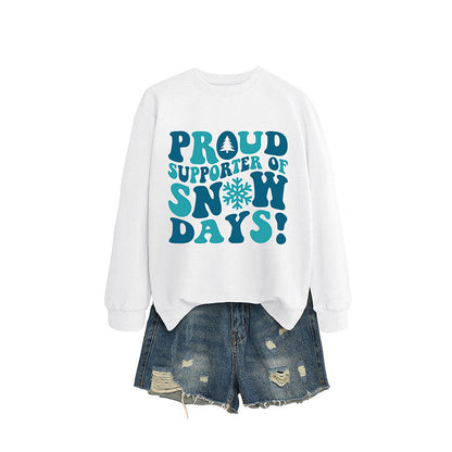 Damen Sweatshirt Kreativer Aufdruck Lässiger Schnitt Grau Eveloria