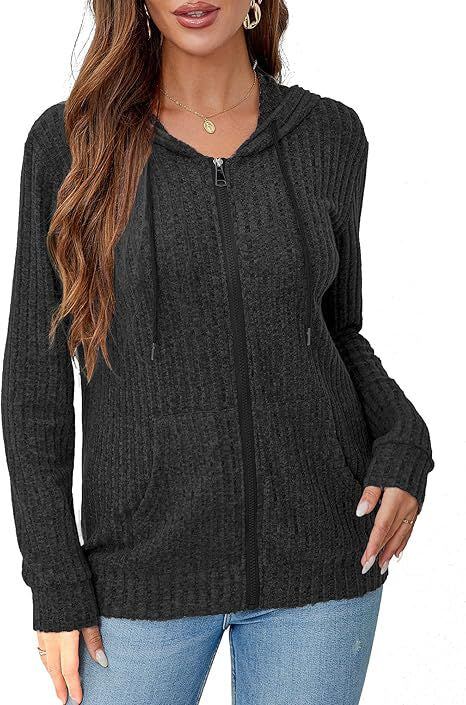 Damen Hoodie Strick Reißverschluss Eveloria