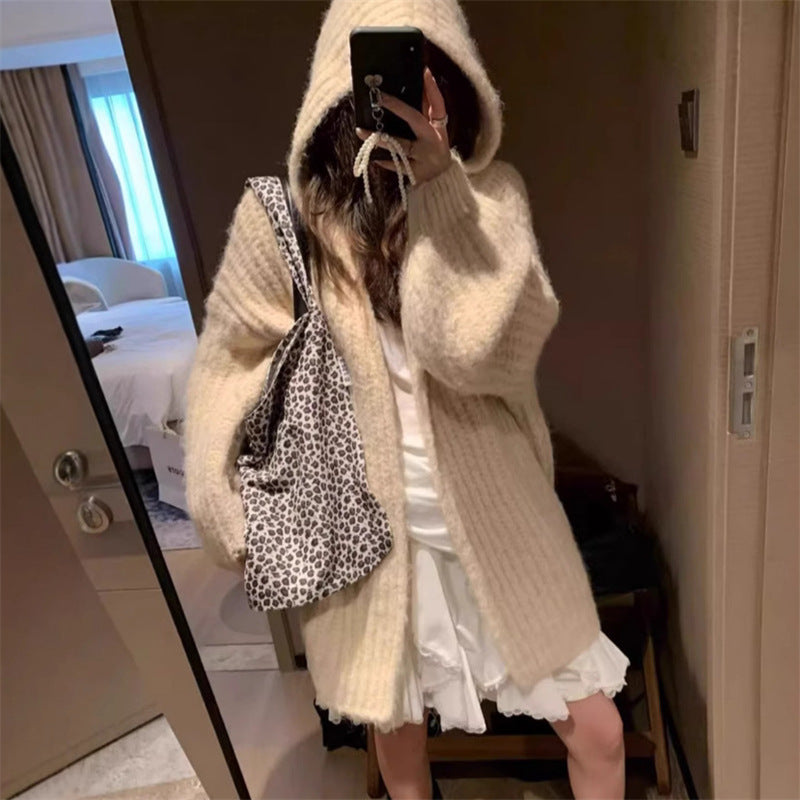 Damen Oversized Hoodie-Cardigan Kuschlig V-Ausschnitt Weite Passform - Eveloria