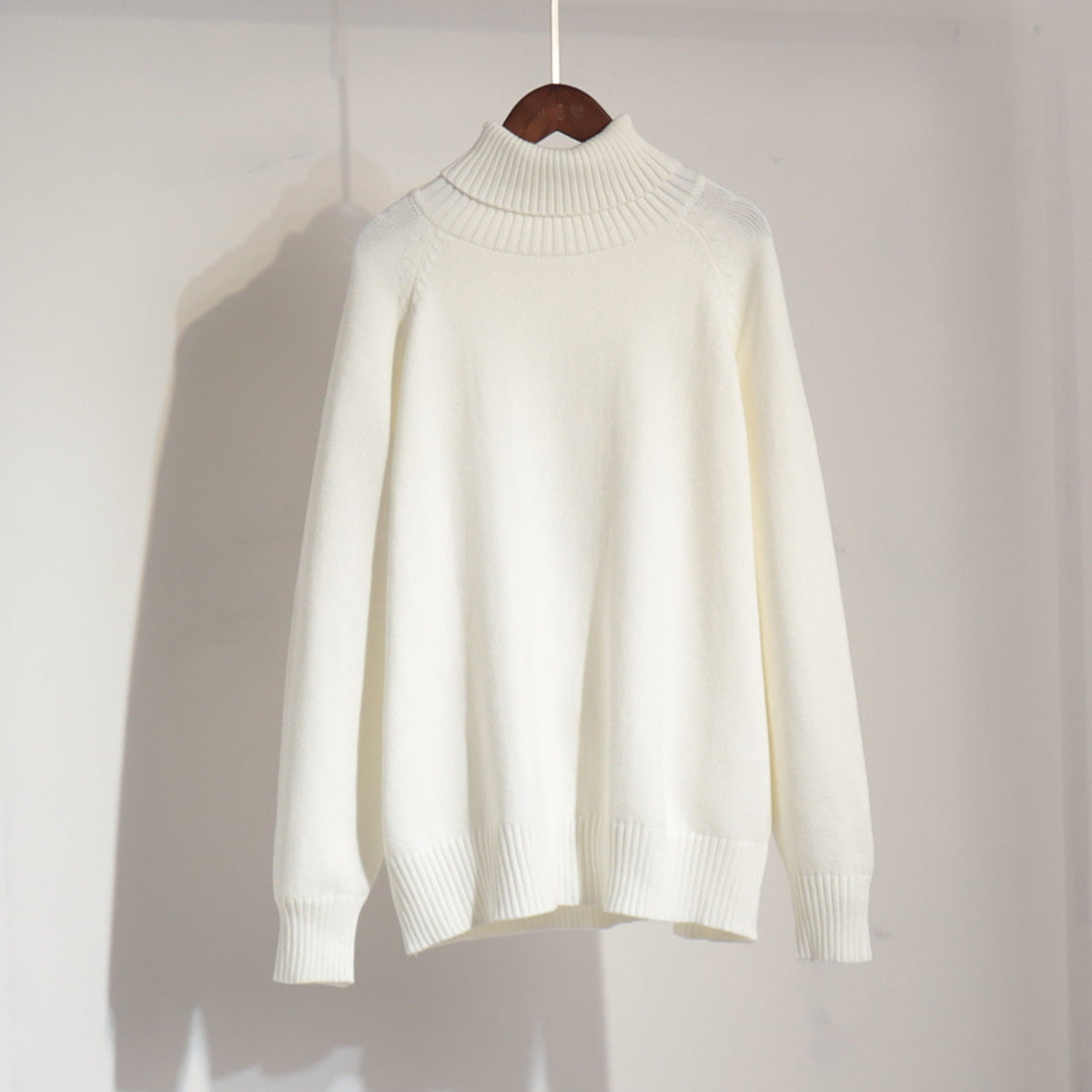 Damen Strickpullover Hochkragen Lässig