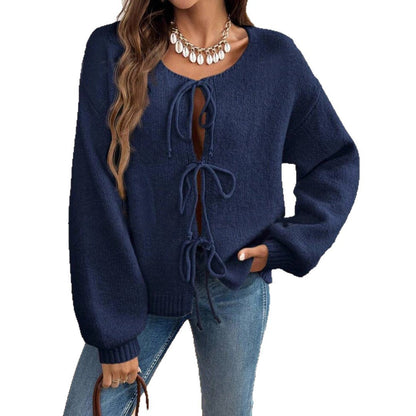 Damen Strickpullover mit Knotendetails