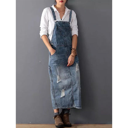 Eveloria Damen Jeansrock mit Trägern