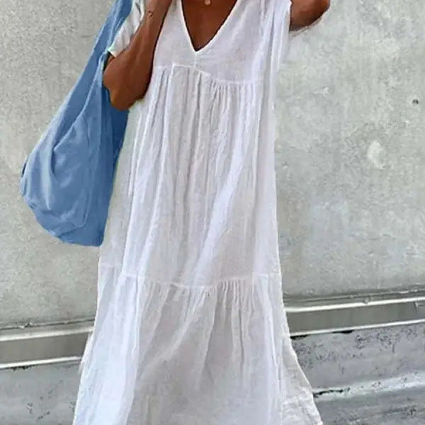 Damen Sommerkleid V-Ausschnitt Volumöser Rock Eveloria