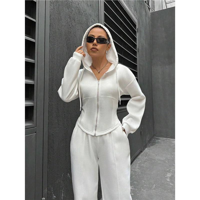 Damen Hoodie-Set Figurbetont mit Zipperdetails Eveloria