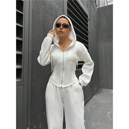 Damen Hoodie-Set Figurbetont mit Zipperdetails Eveloria