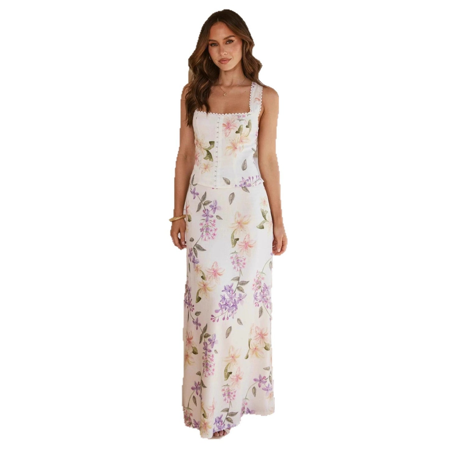 Damen Maxikleid Landhaus-Stil Floralmuster