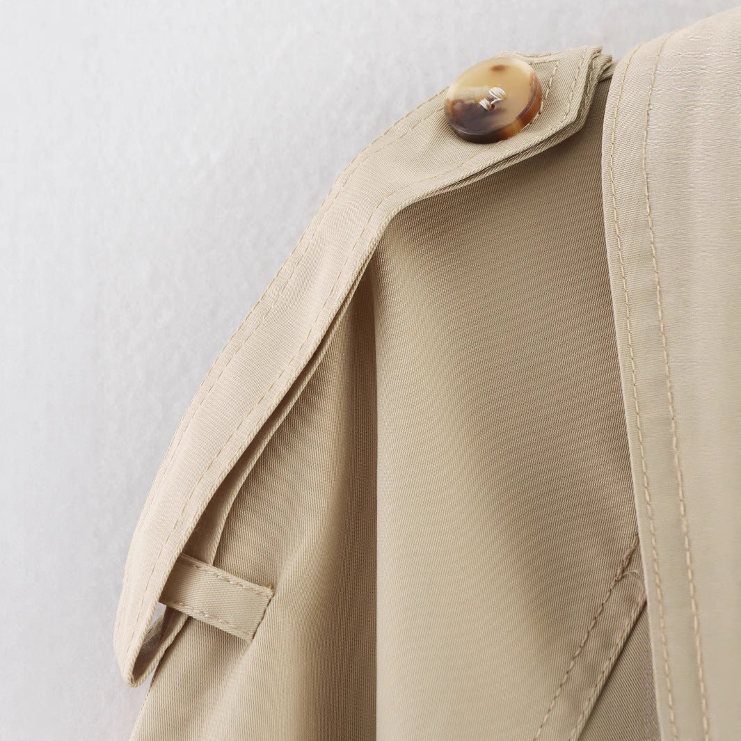 Damen Trenchcoat Asymmetrische Knopfleiste Taillengürtel