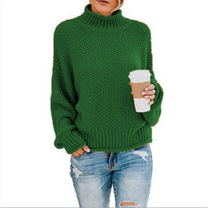 Damen Rollkragenpullover Grobgestrickt Lässiger Schnitt