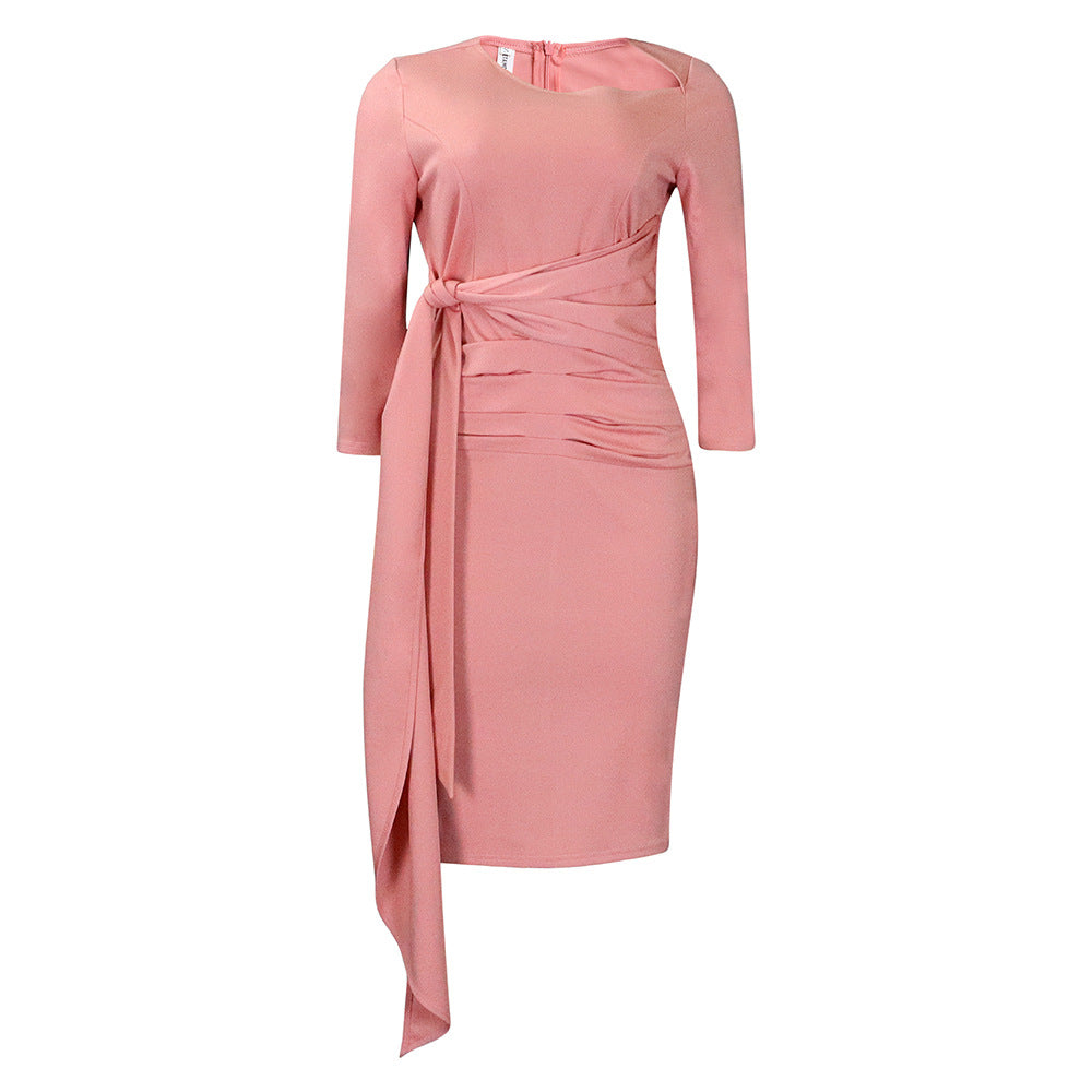 Damen Wickelkleid Elegante Taillierung Gürtel Eveloria