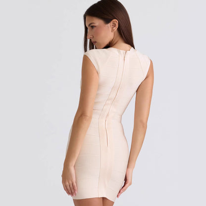 Damen Minikleid V-Ausschnitt Figurbetonter Stoff Eveloria