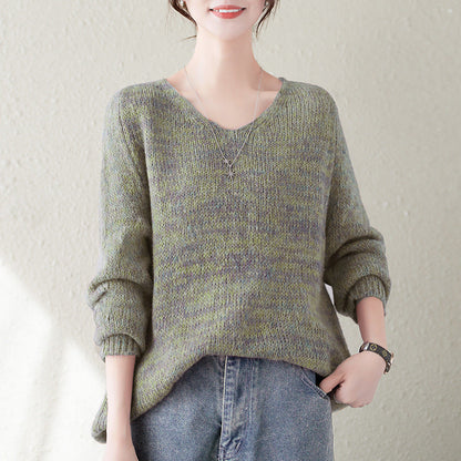 Damen Strickpullover V-Ausschnitt Lässiger Schnitt Eveloria