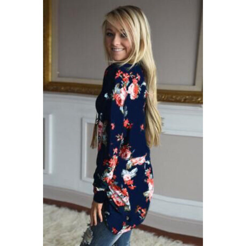 Damen Langarmshirt Floralmuster Lässiger Schnitt