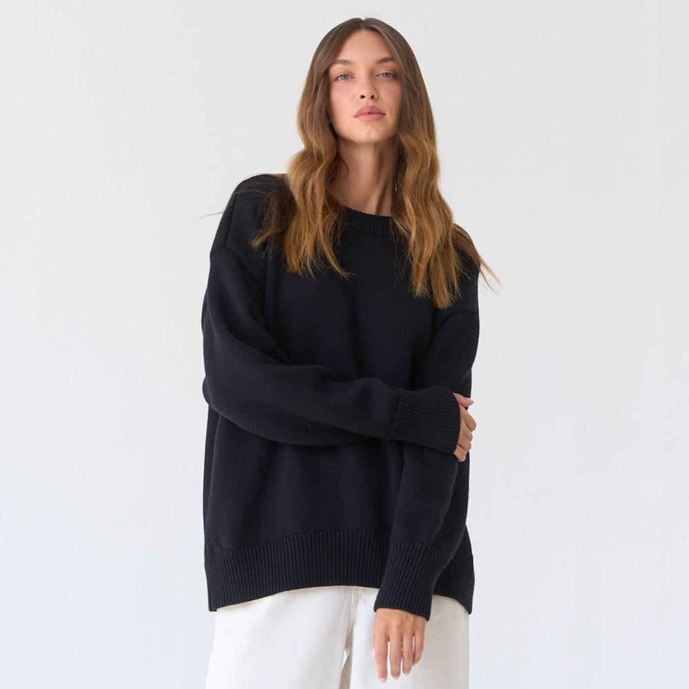 Damen Oversized Pullover Strickmuster Eveloria