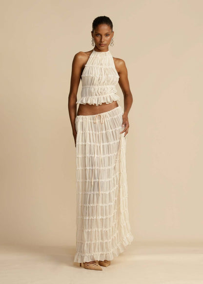 Damen Maxikleid Gerafftes Oberteil Eleganter Taillenauschnitt