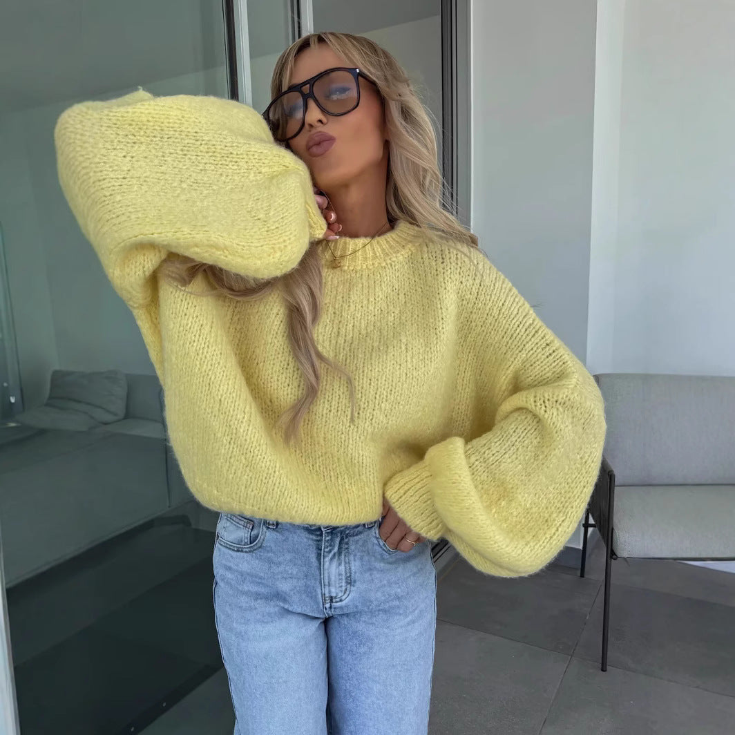 Damen Oversized Strickpullover Voluminöse Ärmel Modern Eveloria