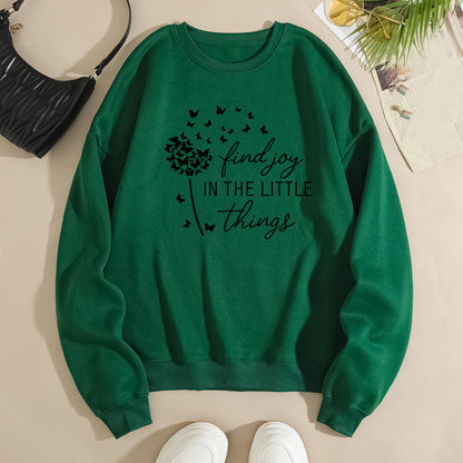 Damen Sweatshirt Floral Aufdruck Motivierender Spruch