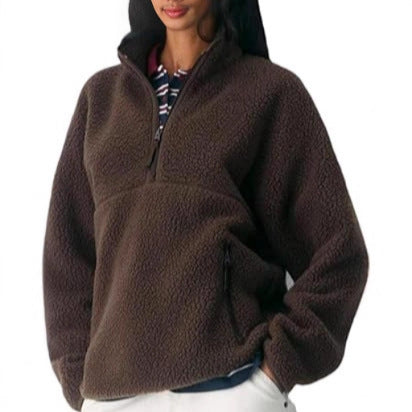 Damen Fleece Pullover Eveloria Weich Grau