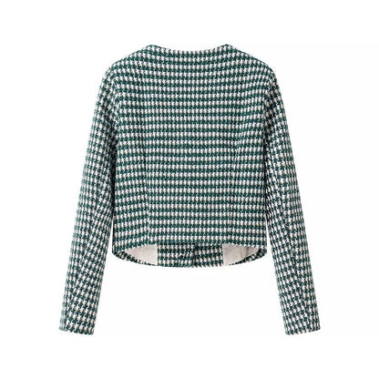 Damen Jacquardjacke Klassischer Schnitt Knöpfe Eveloria