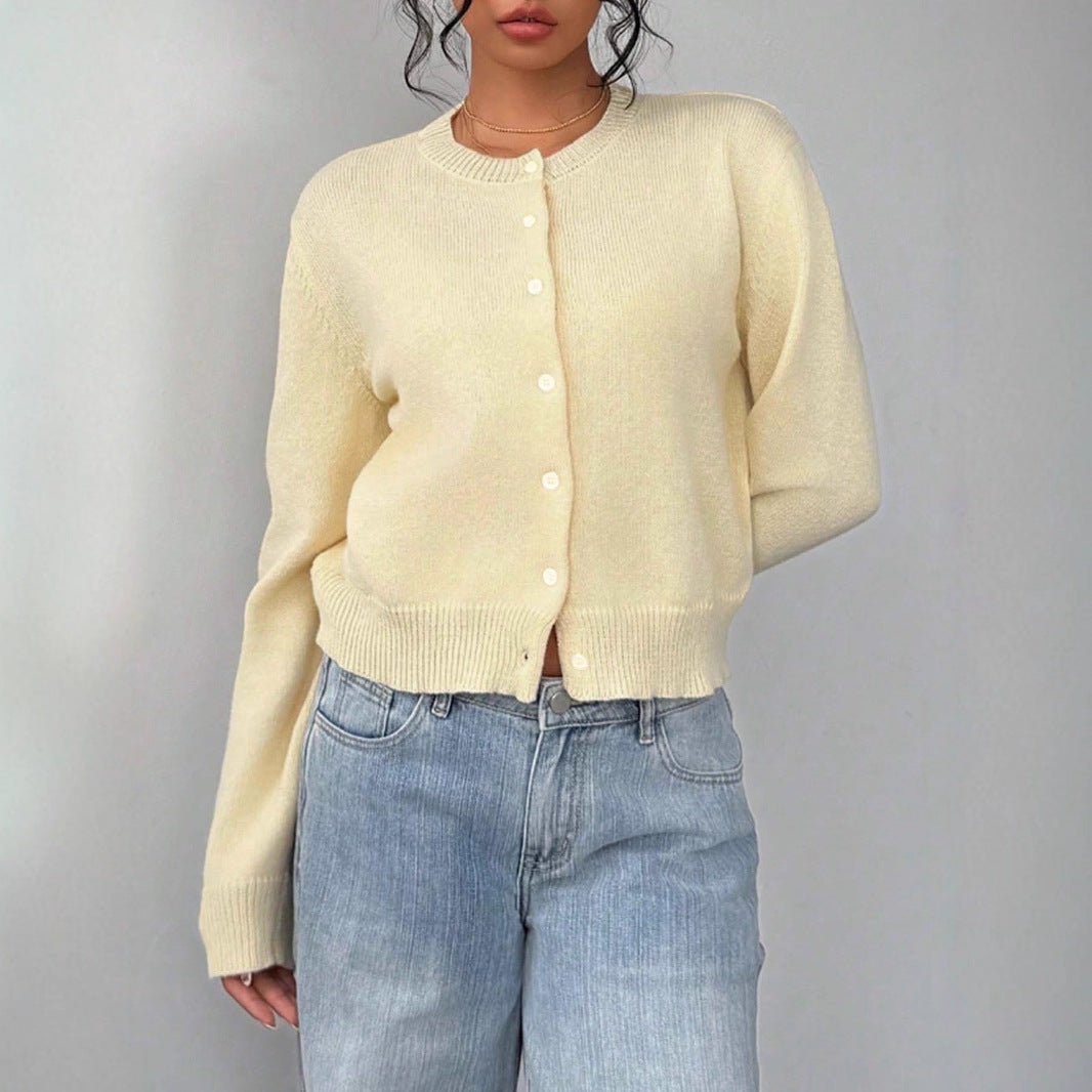 Damen Strickjacke aus softer Baumwolle mit Knöpfen Beige