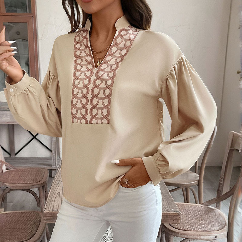 Damen Bluse Gesticktes Detail Eveloria