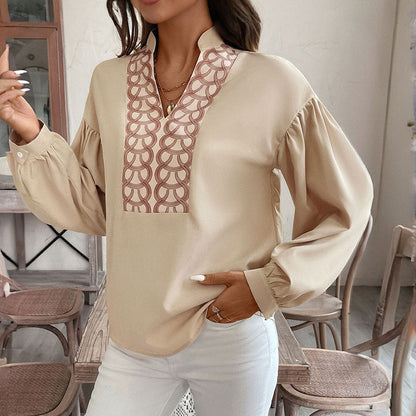 Damen Bluse Gesticktes Detail Eveloria