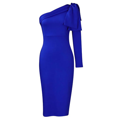 Damen Wickelkleid Asymmetrischer Ausschnitt Schleife Eveloria