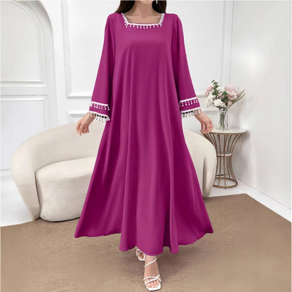 Damen Maxikleid mit Fransen und weiten Ärmeln Eveloria