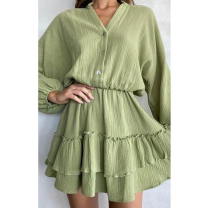 Damen Blusenkleid Rüschendetails Tailliert Eveloria - Eveloria