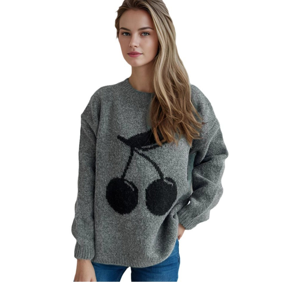 Damen Pullover Fruchtmotiv Gemütlich Eveloria