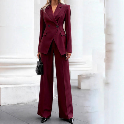 Damen Anzug Taillierter Blazer Weite Hose Eveloria