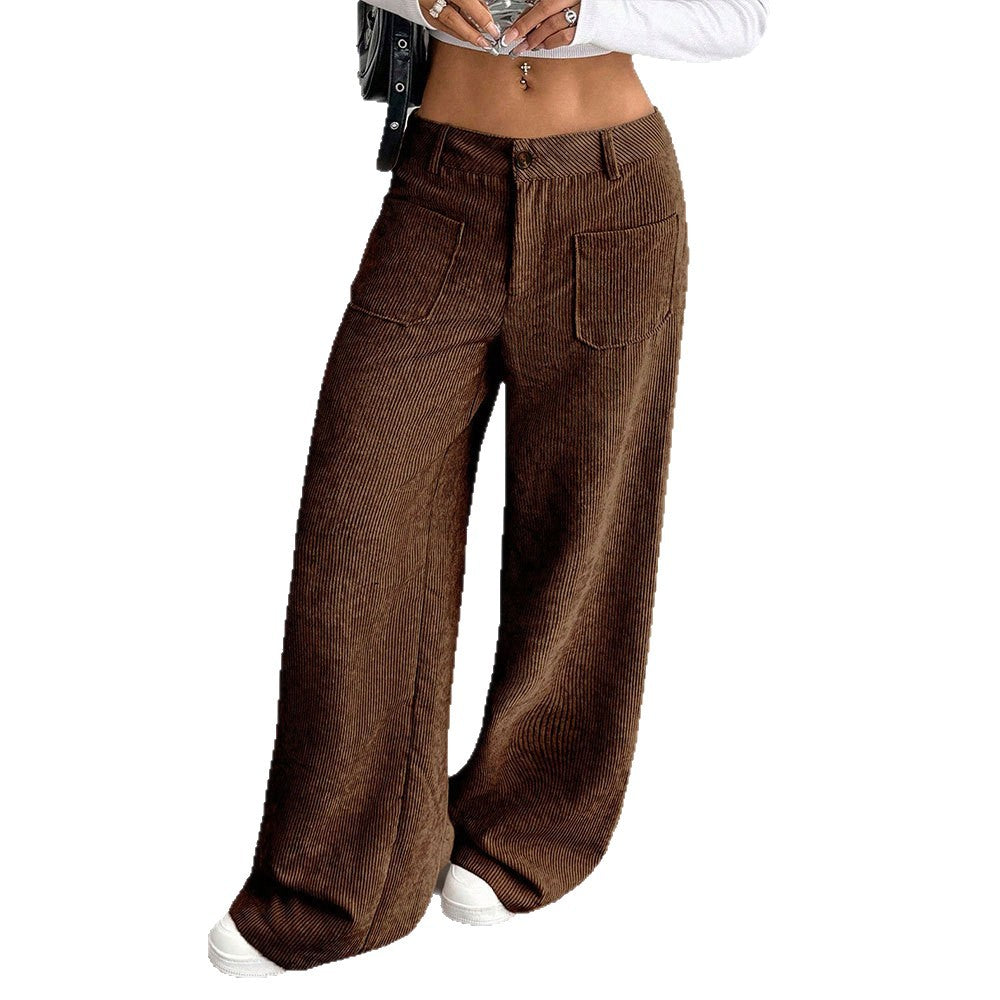 Damen Cordhose Weite Mit Taschen Hoher Bund Eveloria