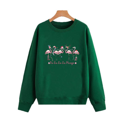 Damen Sweatshirt Flamingo-Motiv Lässig Eveloria