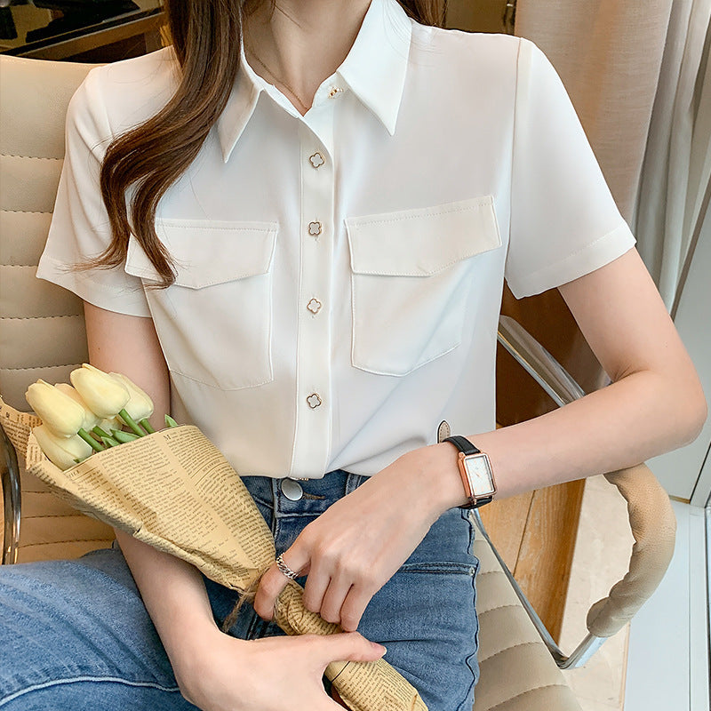 Damen Bluse mit Schulterklappen und Taschen Eveloria - Eveloria