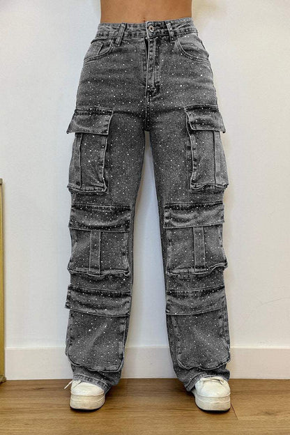 Damen Cargo-Hose Trendige Taschen Moderner Wasch-Effekt Eveloria