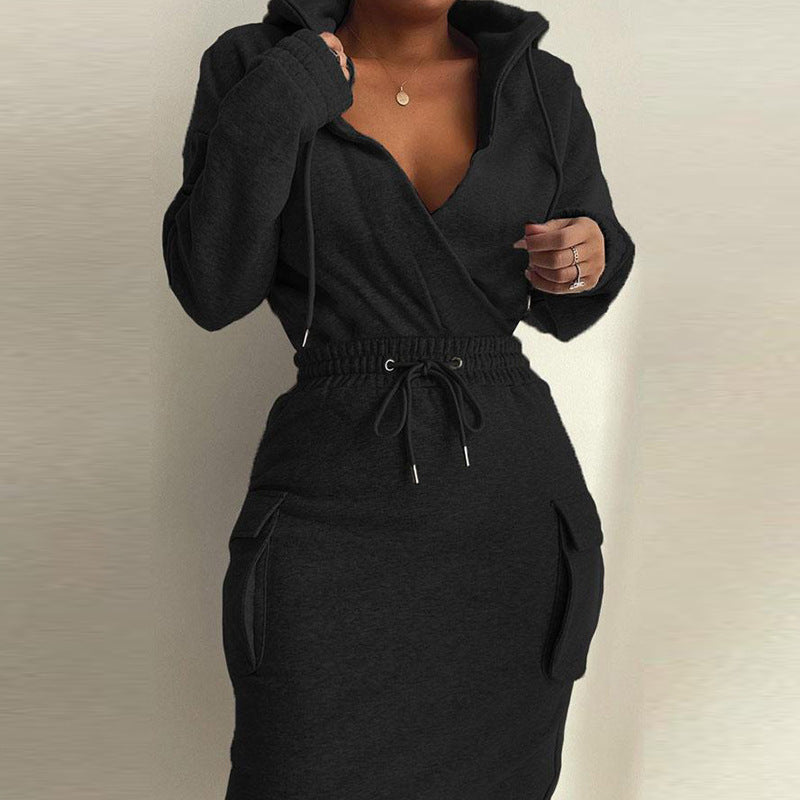 Damen Kapuzenkleid Lässiger Schnitt Mit Taschen Eveloria