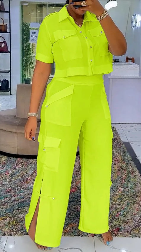 Damen Crop- und Cargo-Hosen Set Eveloria