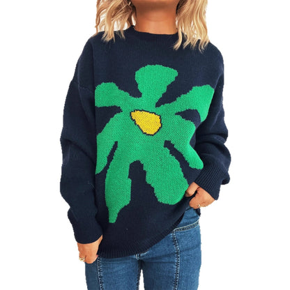 Damen Pullover Lässiger Schnitt Florales Motiv Eveloria