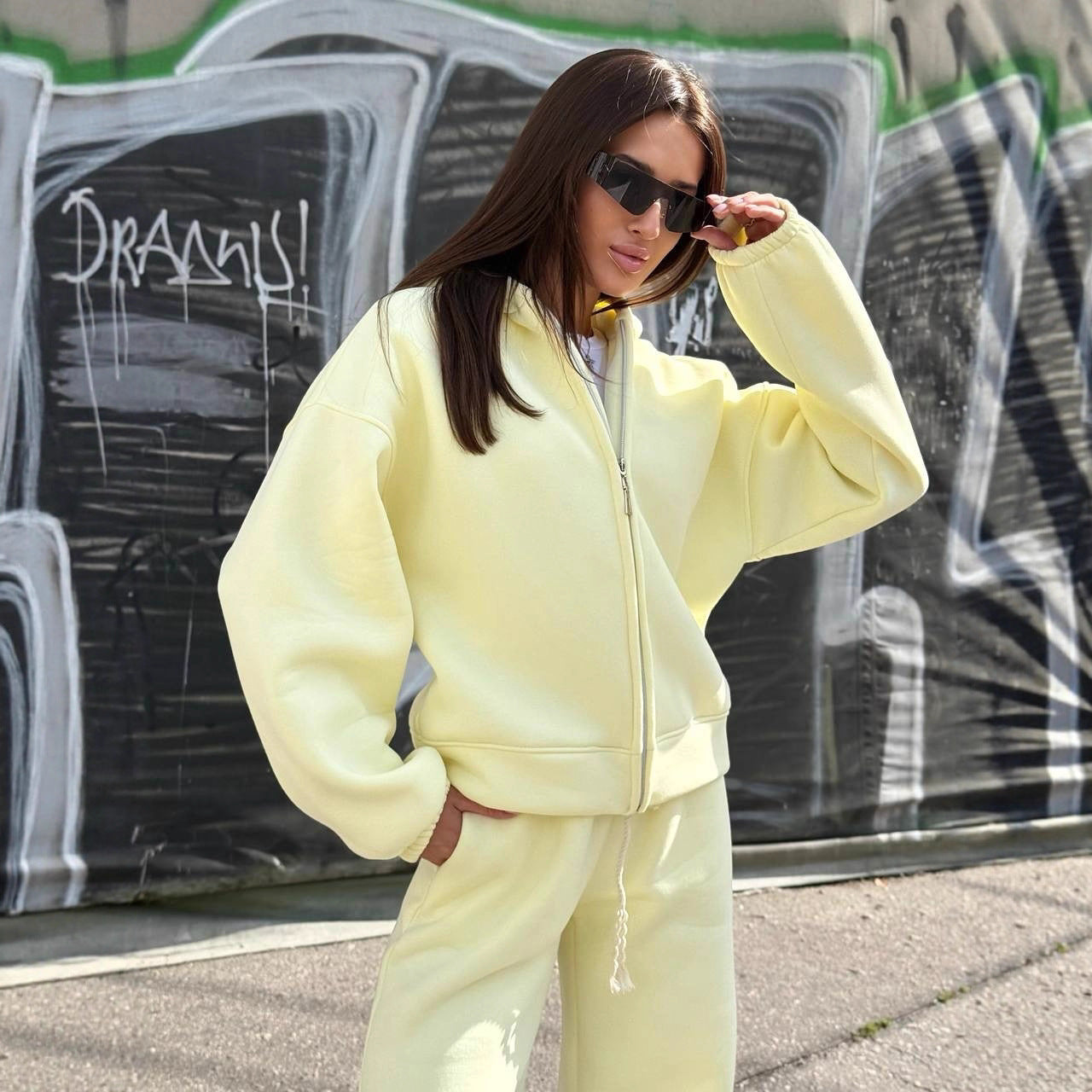 Damen Oversized Jogginganzug Kapuze Elastisch Eveloria