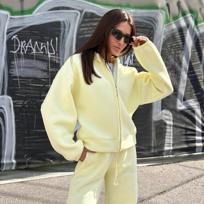 Damen Oversized Jogginganzug Kapuze Elastisch Eveloria