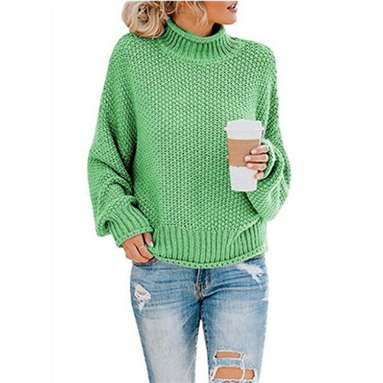 Damen Rollkragenpullover Grobgestrickt Lässiger Schnitt