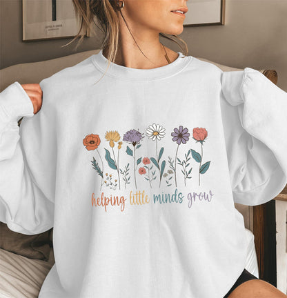 Damen Sweatshirt Voluminöse Ärmel Blumenmotiv Grau