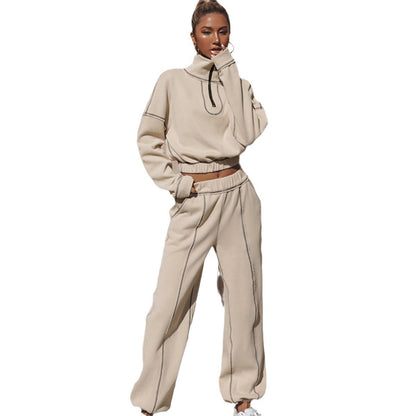 Damen Hoodie Cropped Reißverschluss Gummizug Grau