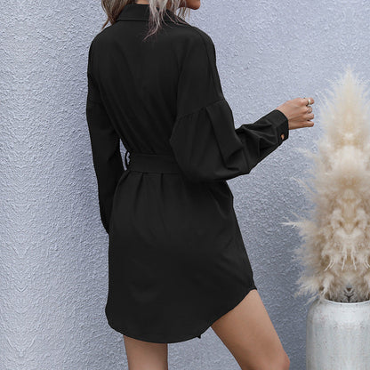 Damen Hemdblusenkleid mit Gürtel Eveloria
