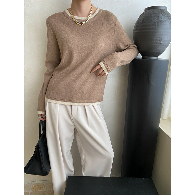 Damen Pullover mit Kontrastdetails Feinripp