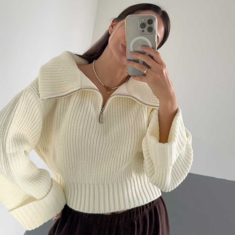 Damen Strickpullover Hochkragen Eveloria