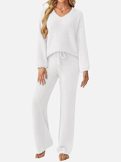Damen Lounge-Set Weiches Strukturmaterial Beige