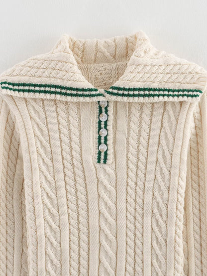 Damen Strickpullover Klassischer Stehkragen Zopfmuster Eveloria
