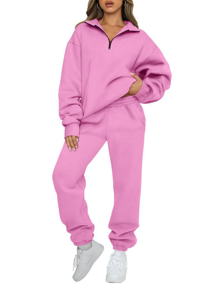 Damen Sweatpants-Set mit Stehkragen und Kängurutasche Eveloria