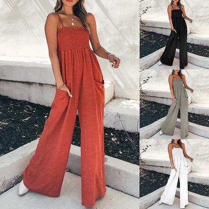 Damen Jumpsuit Weites Bein Elastisch Eveloria